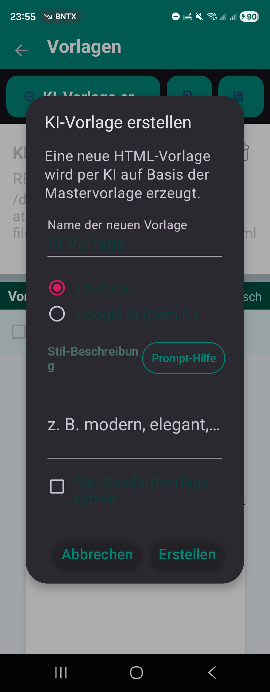 KI erstellt automatisch eine Rechnungsvorlage